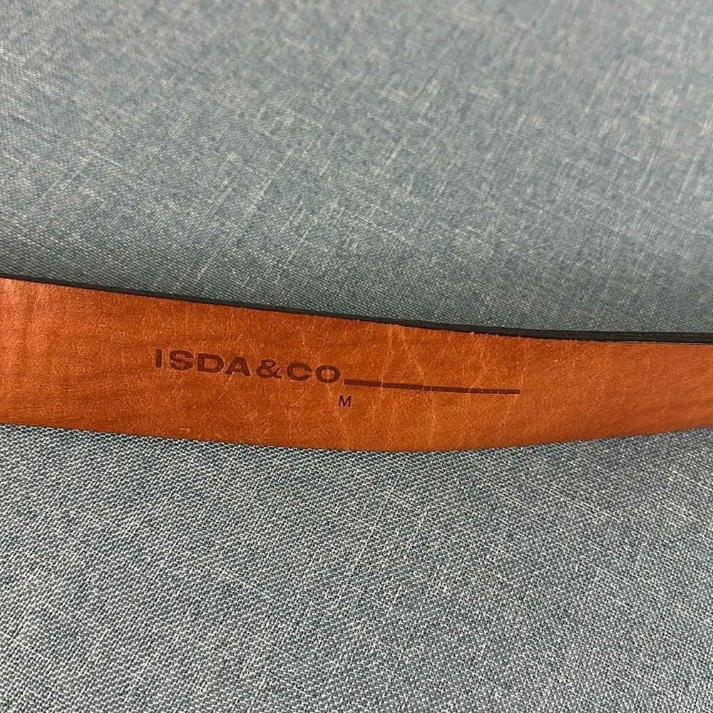 Isda & Co Men's Black Leather Nubuck Belt Size M